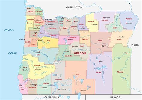 oregon map with cities and counties|Oregon County Map with County Seat Cities.